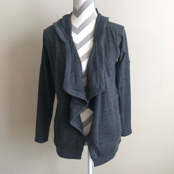 ATHLETA BLISSFUL HOODED WRAP BLUE/GRAY WOMENS XS - Picture 3 of 14